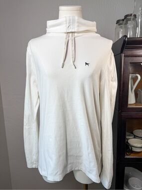 The Black Dog White Cowl Neck Long Sleeve Top Size M